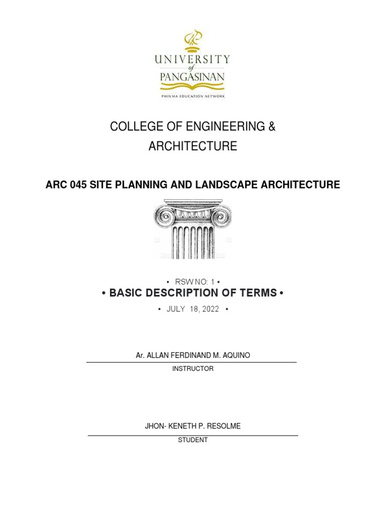 Arc045 Rsw 1 Basic Description Of Terms Pdf Landscape