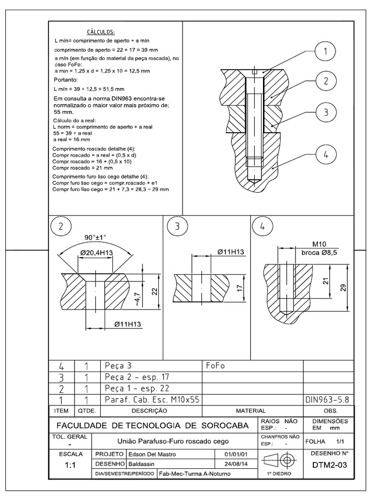 Uniao Parafuso Furo Roscado Cego Exemplo3 | PDF