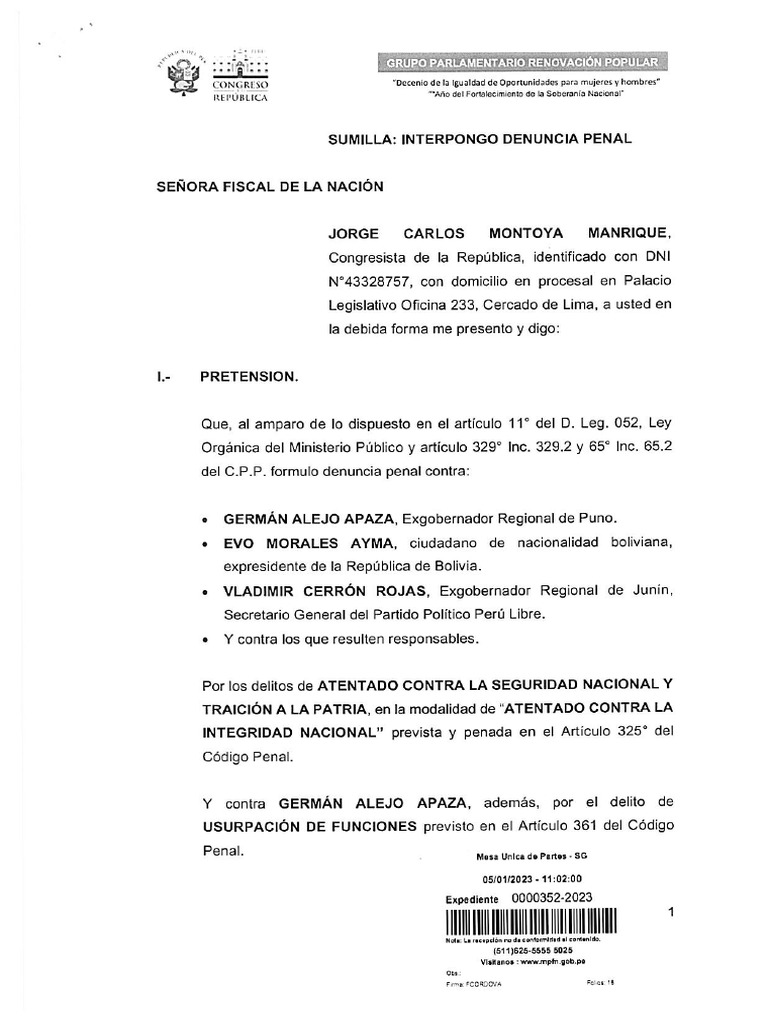 Denuncia Penal - Fiscal de La Nacion | PDF