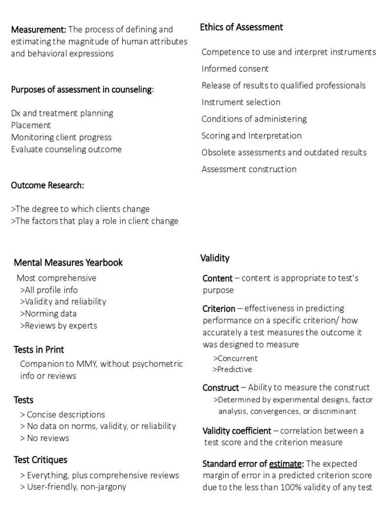 NCE Assessment and Testing Overview | PDF | Validity (Statistics ...