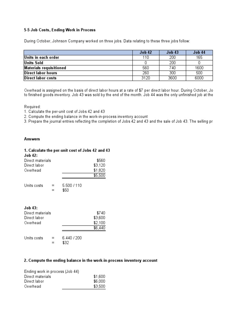 Job Costing and Work in Process Analysis | PDF | Inventory | Cost