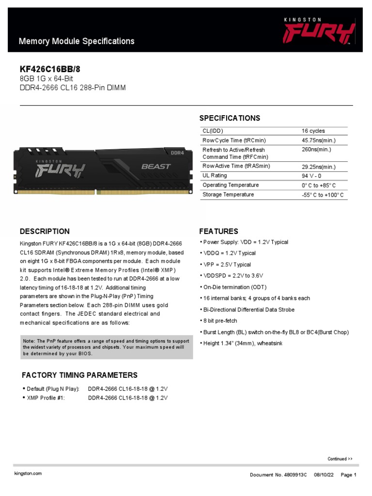 KF426C16BB 8 | PDF | Computer Data | Electrical Engineering