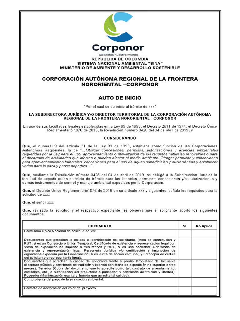 Auto de Inicio de Trámite Ambiental | PDF