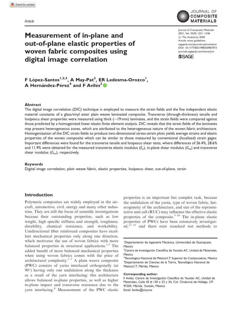 Measurement of InPlane and OutOfPlane Elastic Properties of Woven