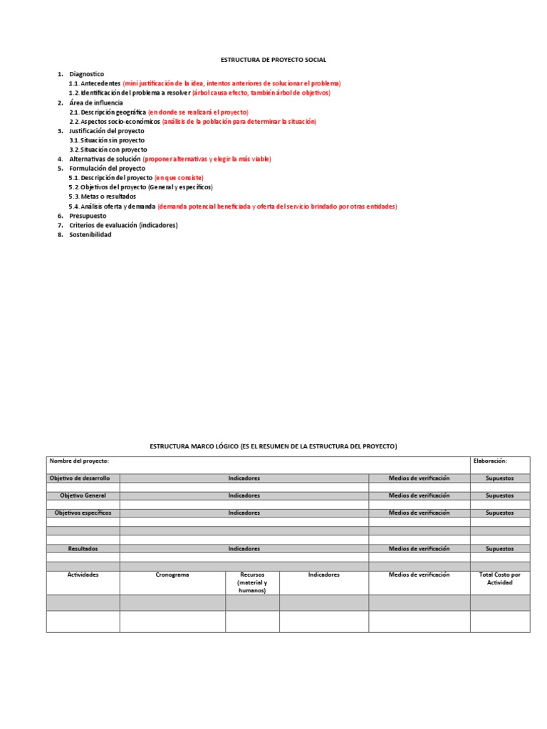 Estructura de Proyecto Social | PDF