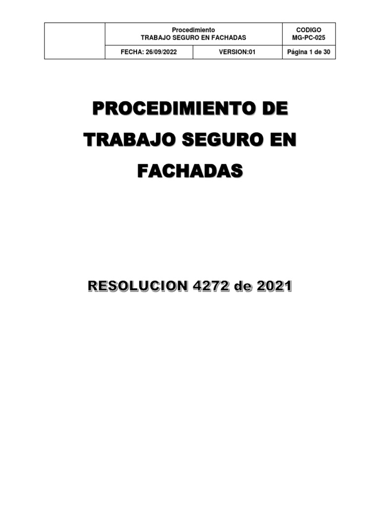 Procedimiento de Trabajo Seguro en Alturas 4272 | PDF