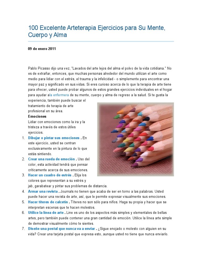 100 Ejercicios de Arteterapia Gratis | PDF | Pinturas | Las emociones