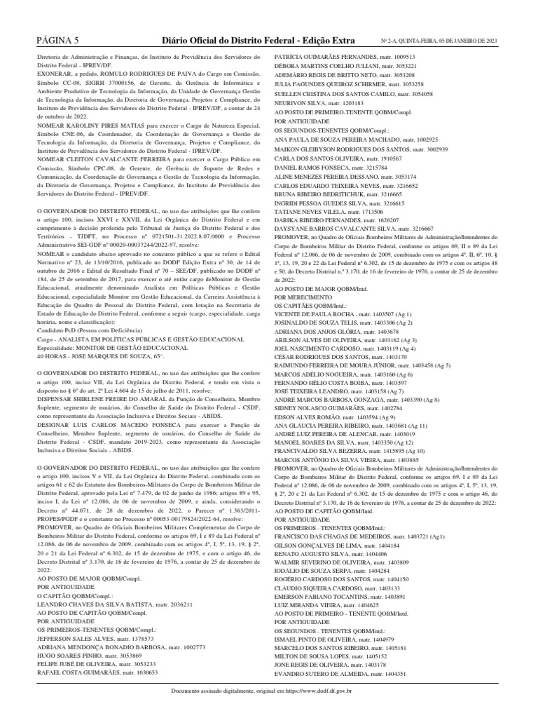 Dodf 002 05012023 Edicao Extra A57 PDF Segurança nacional