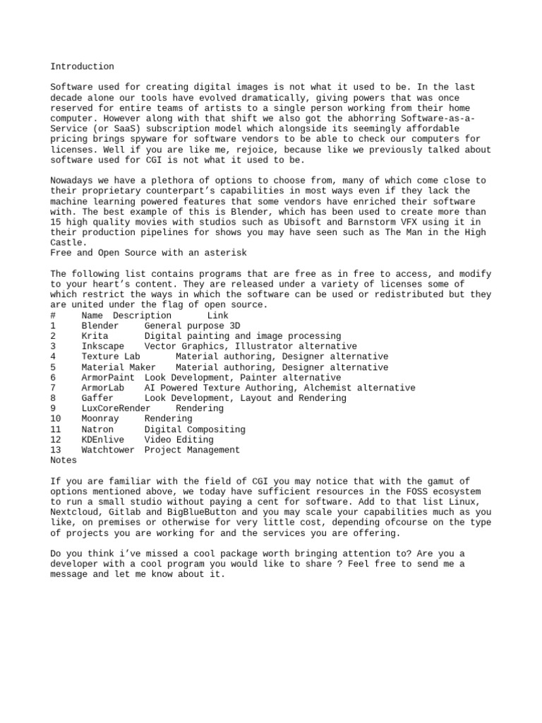 Free software list pdf computer graphics blender software 