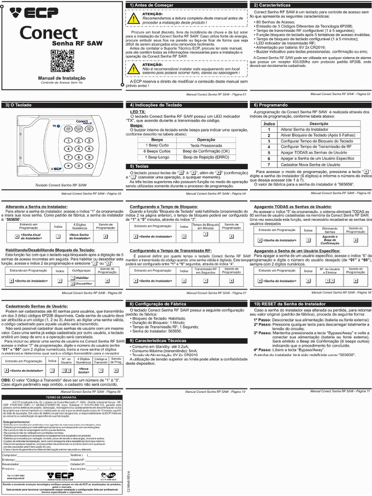 Manual Conect Senha RF R4 | PDF