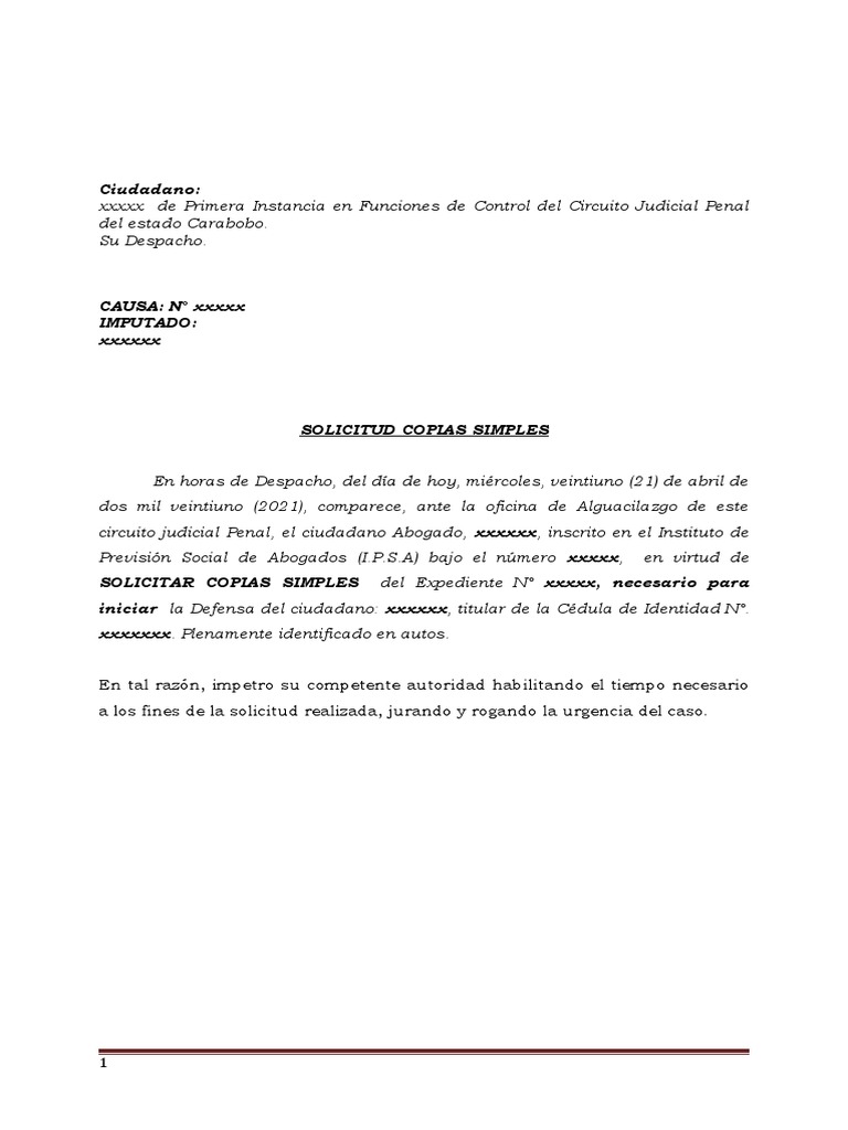 Solicitud de Copias Simples Exp PDF
