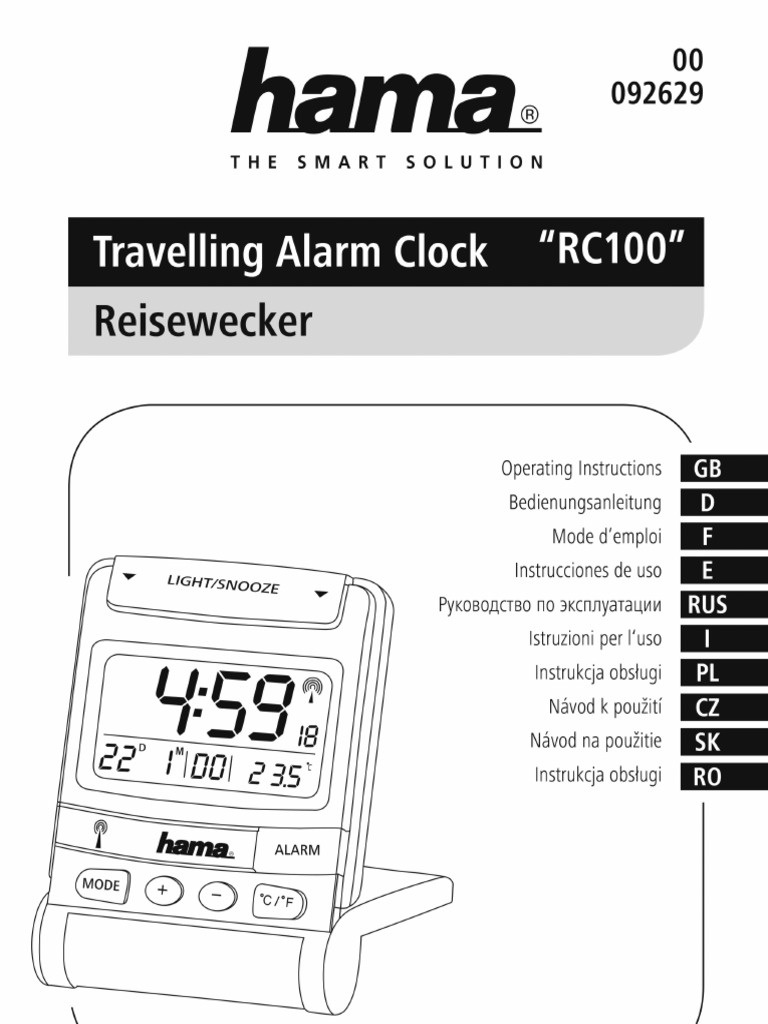 Hama Travelling Alarm Clock RC100 Manual Viewer PDF