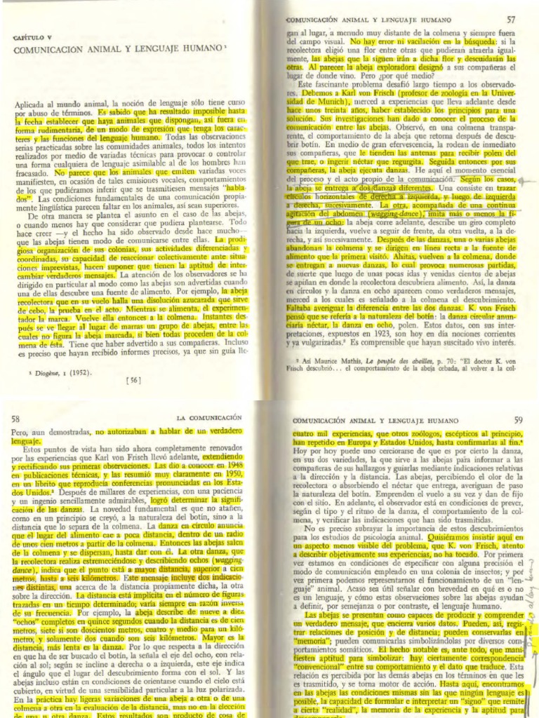 Comunicación Animal Y Lenguaje Humano Pdf Comunicación Lingüística
