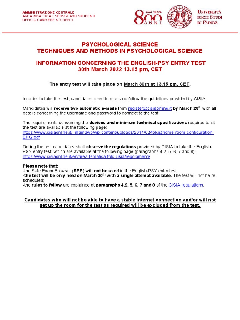 PSY TEMPS Test Information PDF