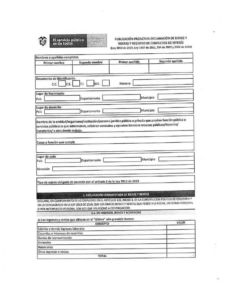 Formato de Declaracion de Renta PDF
