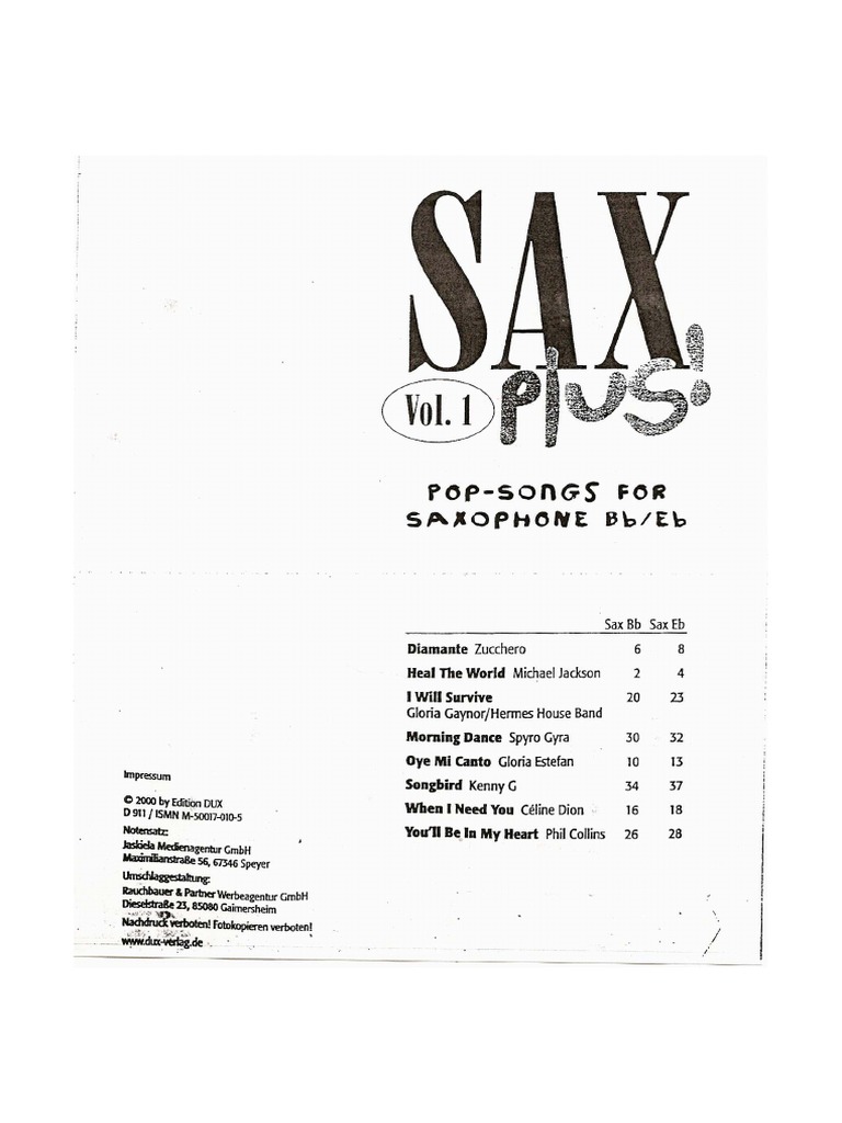Sax Plus! Vol. 1 - Libro Di Musica Per Sassofono | Metodo Di Apprendimento