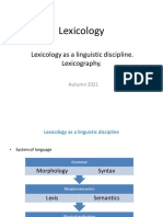 Lexicology and Lexicography