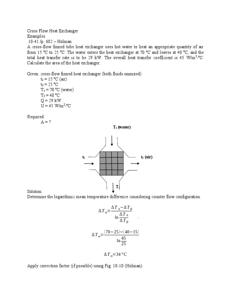 Cross Flow Heat Exchanger Calculations | PDF | Heat Exchanger | Heat ...
