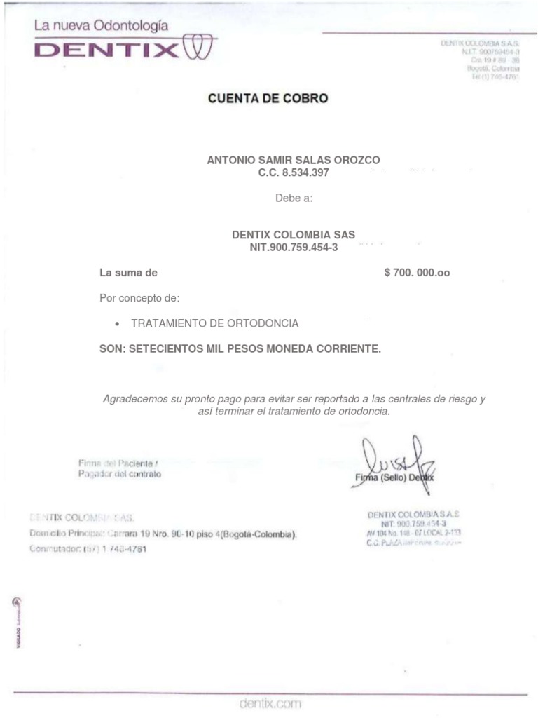 Pago pendiente por ortodoncia en Dentix | PDF