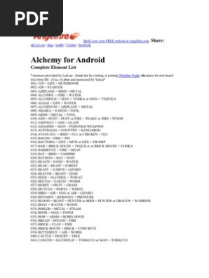 Alchemy cheat sheet