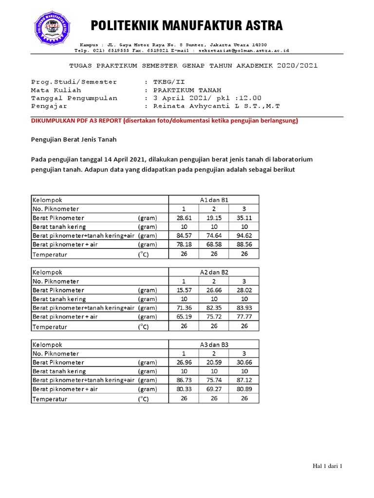 Pengujian 4 - Berat Jenis Tanah | PDF
