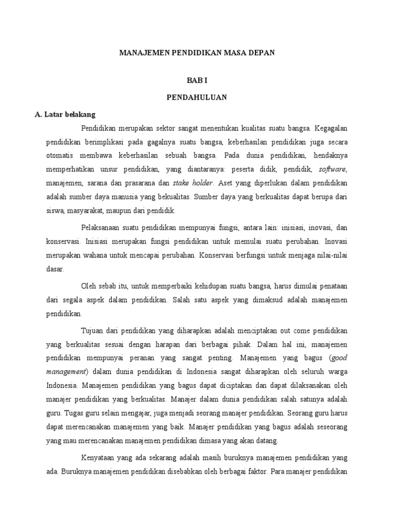 Manajemen Pendidikan Masa Depan PDF