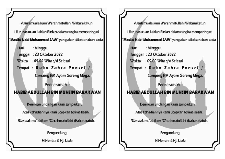 Undangan Maulid | PDF