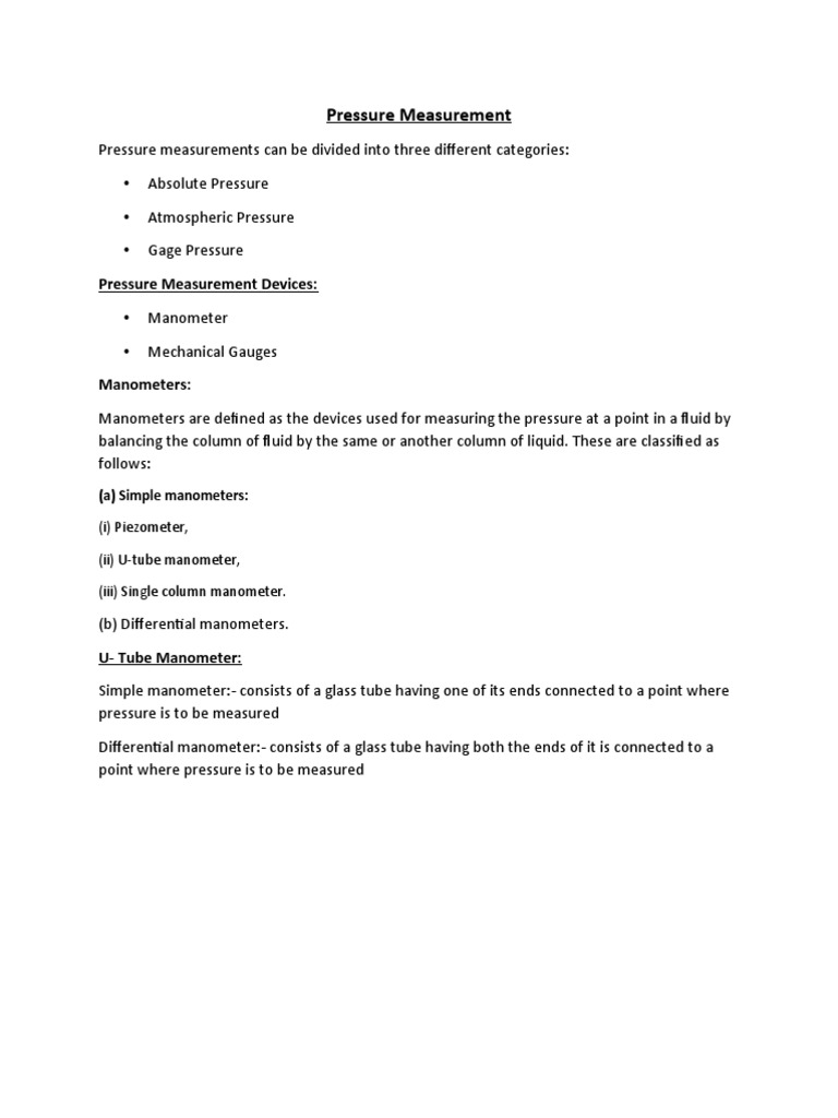 Pressure Measurement | PDF