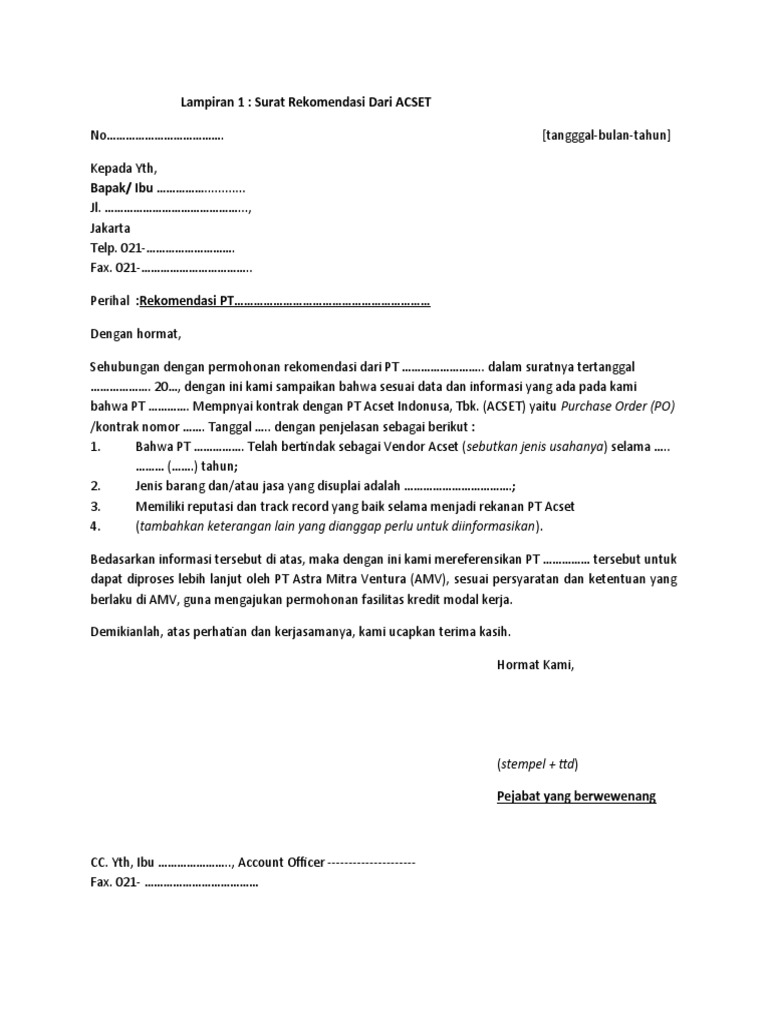 Surat Rekomendasi | PDF