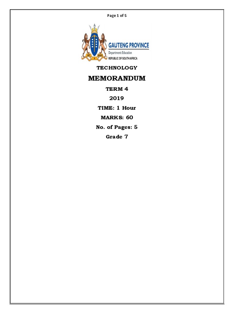 Grade 7 technology common examination nov 2019 memo 1 002 pdf lever