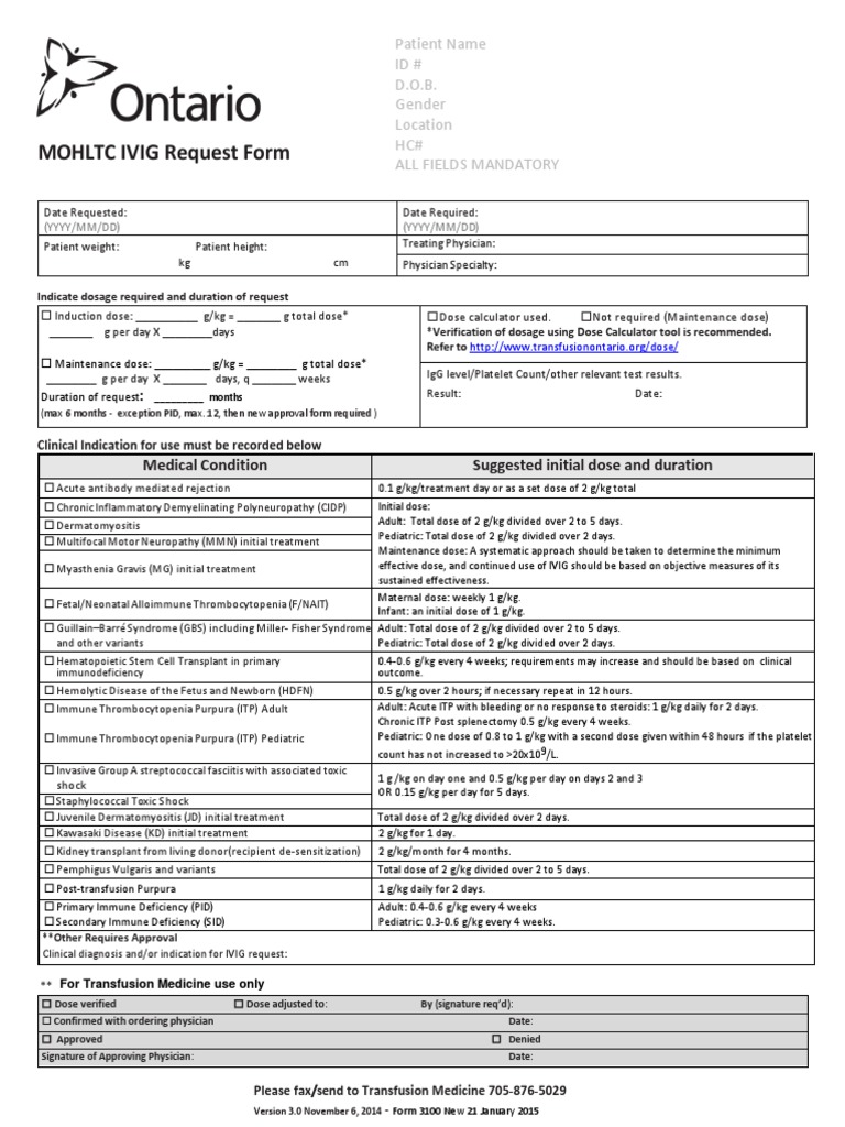 ontario-mohltc-ivig-request-form-pdf-dose-biochemistry-chemistry