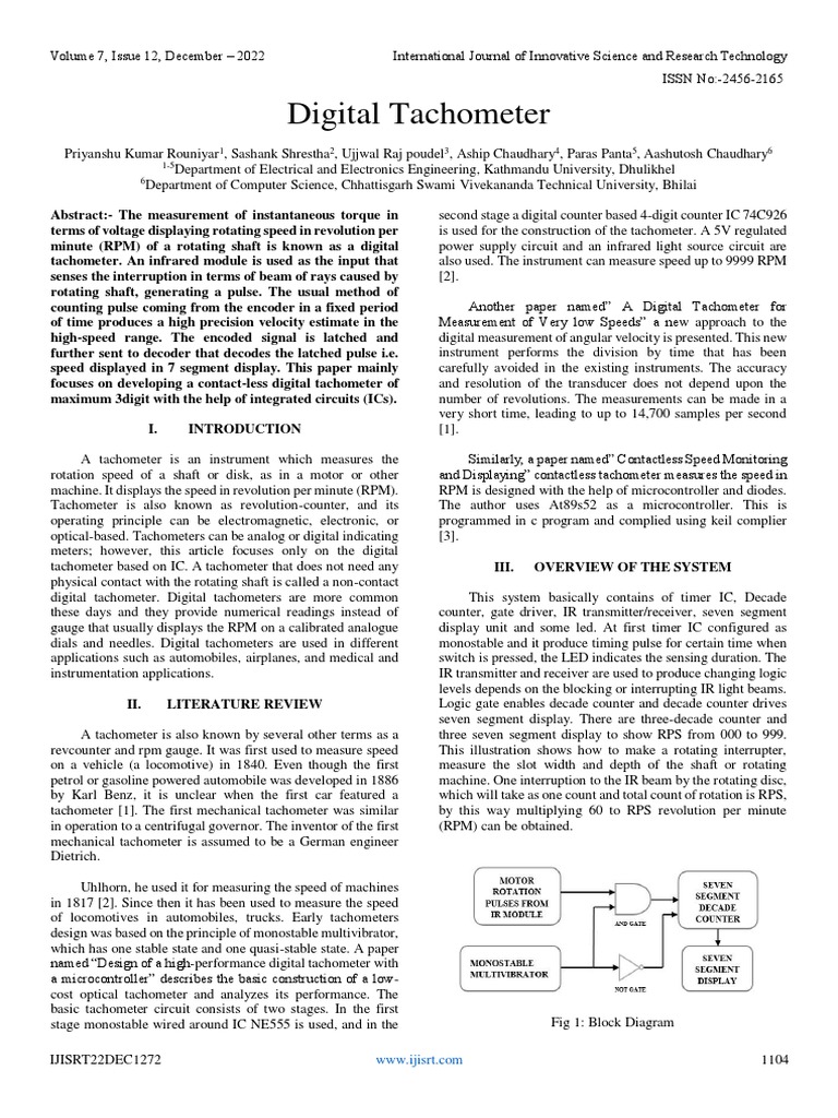 Digital Tachometer PDF Electronic Circuits Capacitor