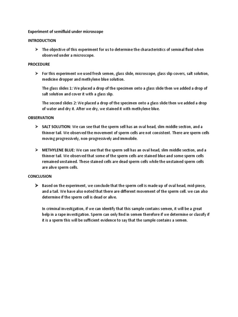 Experiment of Semifluid Under Microscope | PDF | Wellness | Self ...