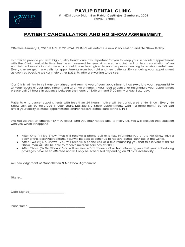 No Show CONTRACT | PDF
