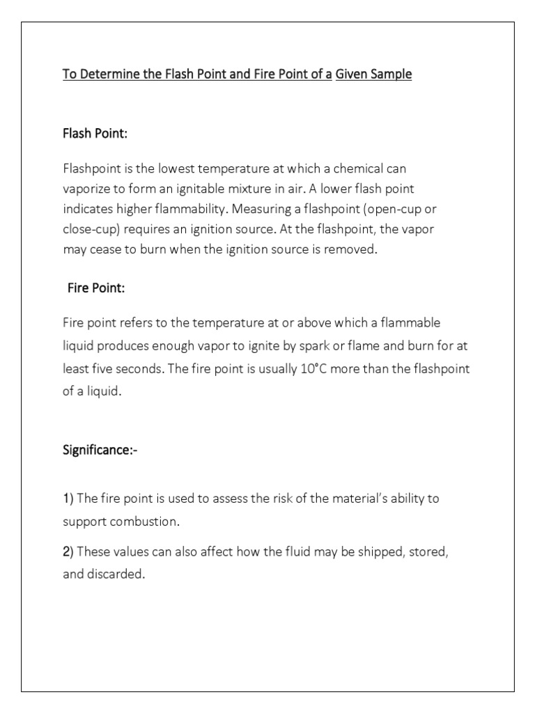 Flash Point and Fire Point | PDF
