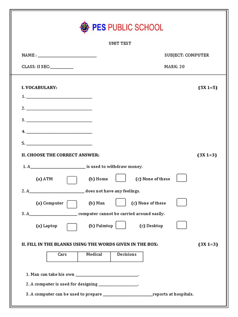 Grade - II U.T CH - No-1 (4-8-22) | PDF | Computing