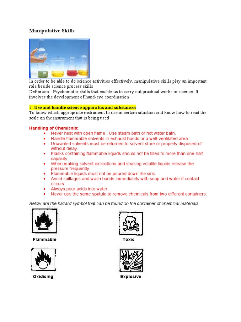 Manipulative Skills | PDF | Solvent | Water