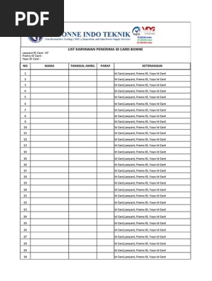 List Penerimaan ID Card