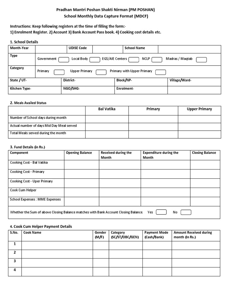 School Monthly Data Entry