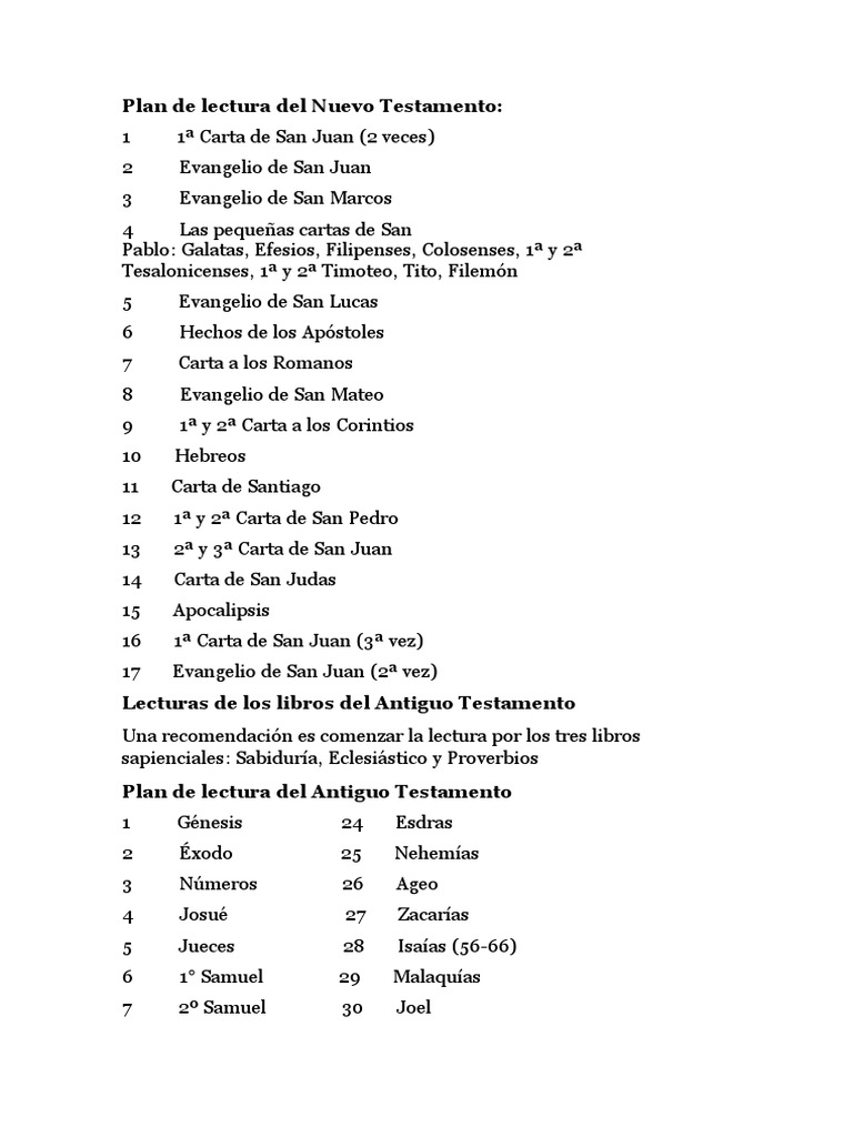 Plan de Lectura Bíblica Completo | PDF | Religión y espiritualidad ...