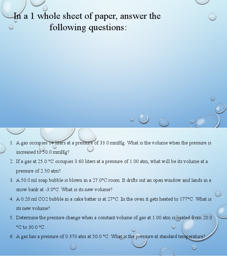 Gas Laws Quiz PDF