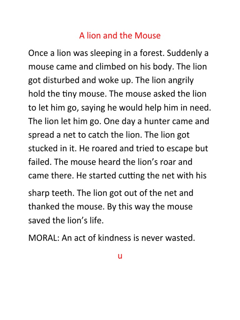 English Story - A Lion and The Mouse | PDF | General Fiction