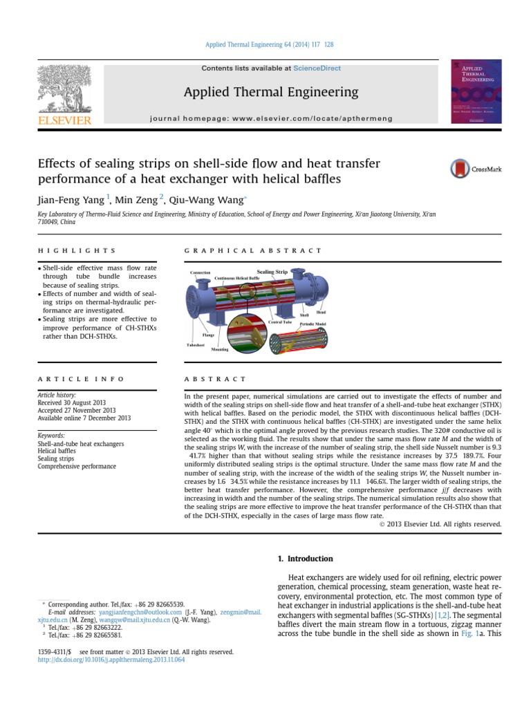 Effects of Sealing Strips On Shell Side Flow and H | PDF | Heat ...