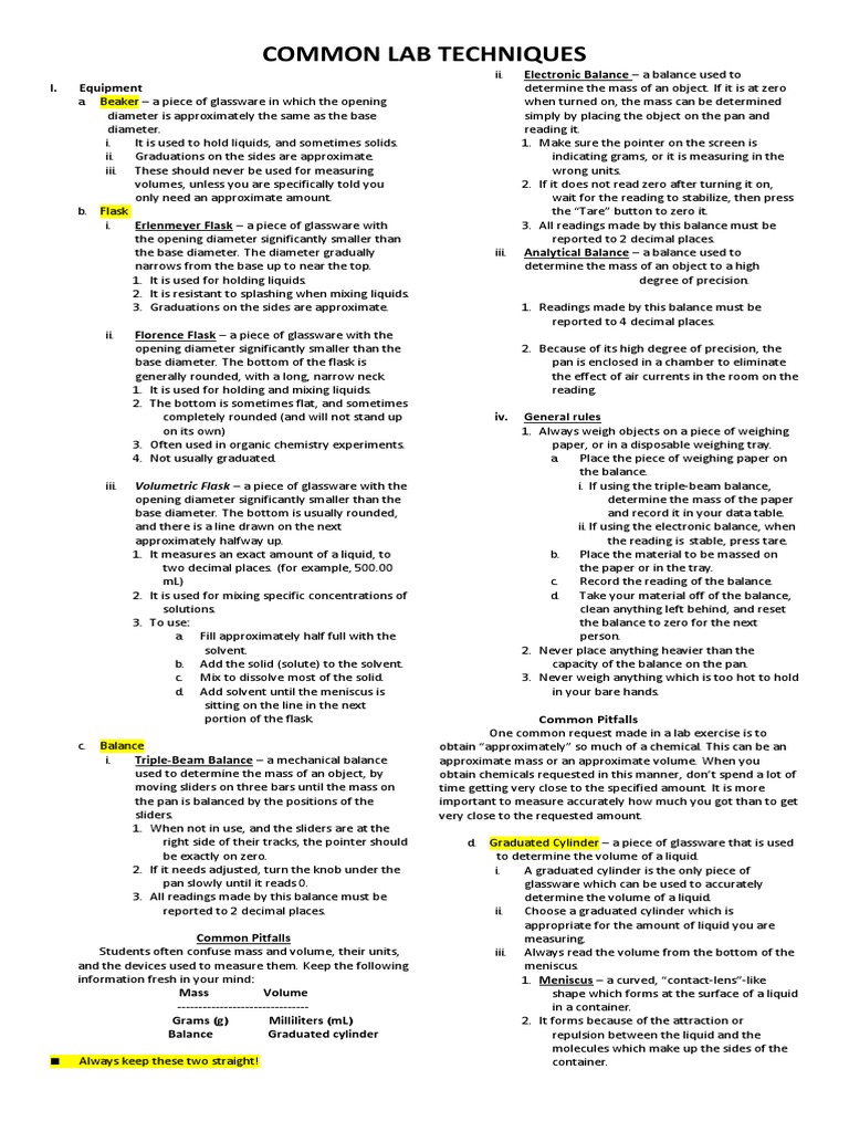 Common Lab Techniques PDF Chemistry