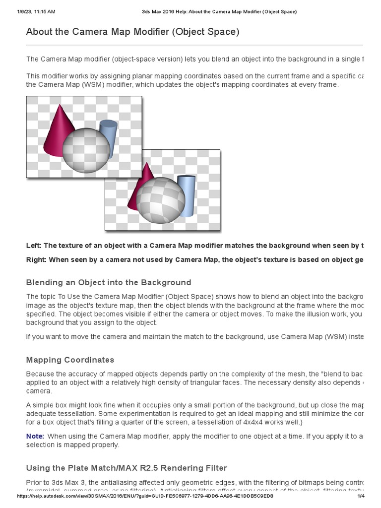 3ds Max 2016 Help About The Camera Map Modifier (Object Space) PDF
