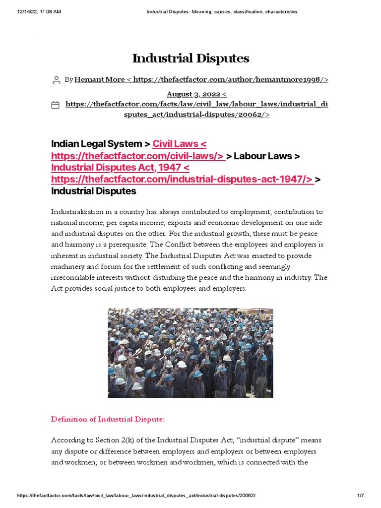 Industrial Disputes - Meaning, Causes, Classification, Characteristics ...