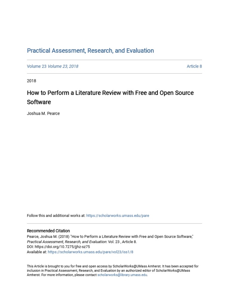 How To Perform A Literature Review With Free and Open Source Soft PDF