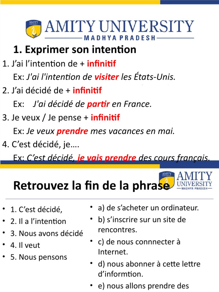 Exprimer son intention en français | PDF | Arts du langage et discipline