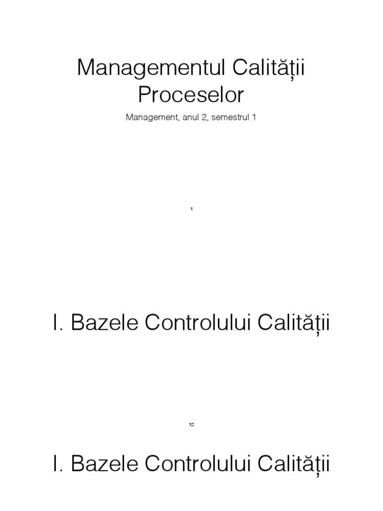 MCP - Curs 2 - Bazele Controlului Calitatii | PDF
