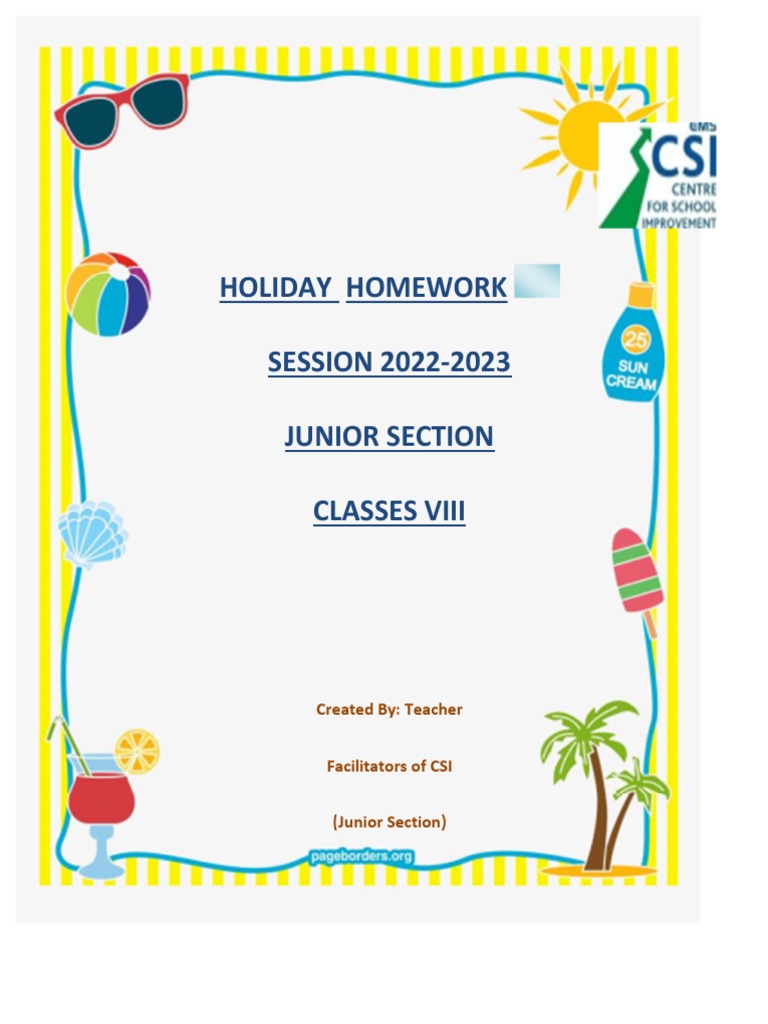 Class 8 Summer Holiday Homework Guide | PDF | Homework | Natural ...